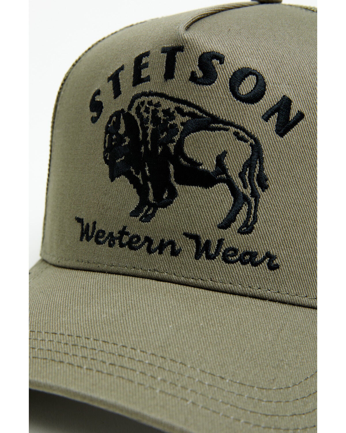 Image #2 - Stetson Women's Buffalo Embroidered Ball Cap, Green, hi-res