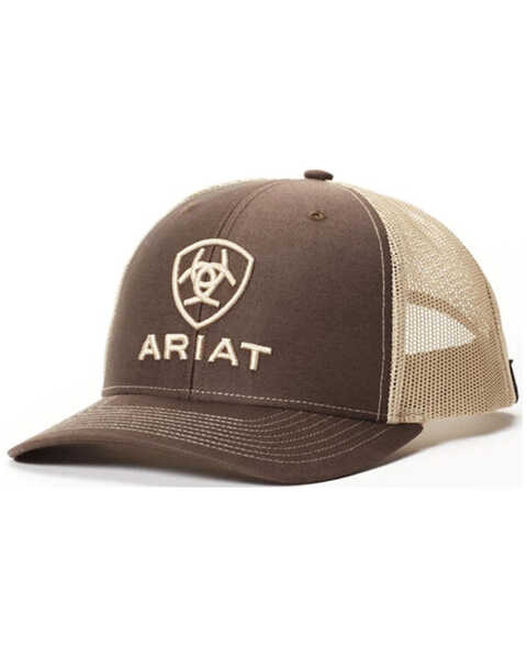 Image #1 - Ariat Men's Shield Logo Ball Cap , Brown, hi-res