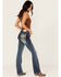 Image #1 - Grace In LA Women's Medium Wash Geo Print Embroidered Mid Rise Bootcut Stretch Denim Jeans, Medium Wash, hi-res
