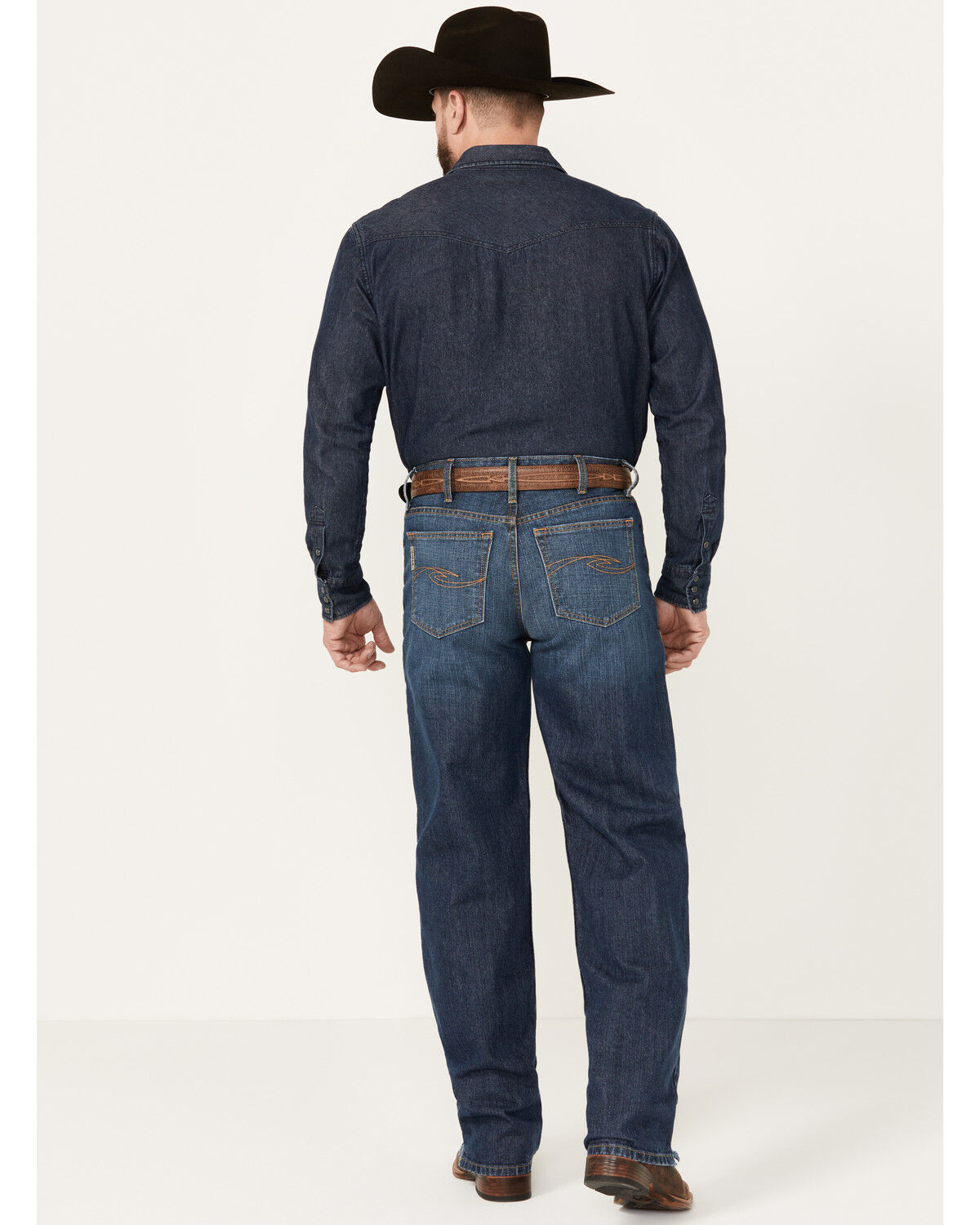 Image #3 - Cinch Men's Fastback Stonewash Original Loose Taper Rigid Denim Jeans, Indigo, hi-res