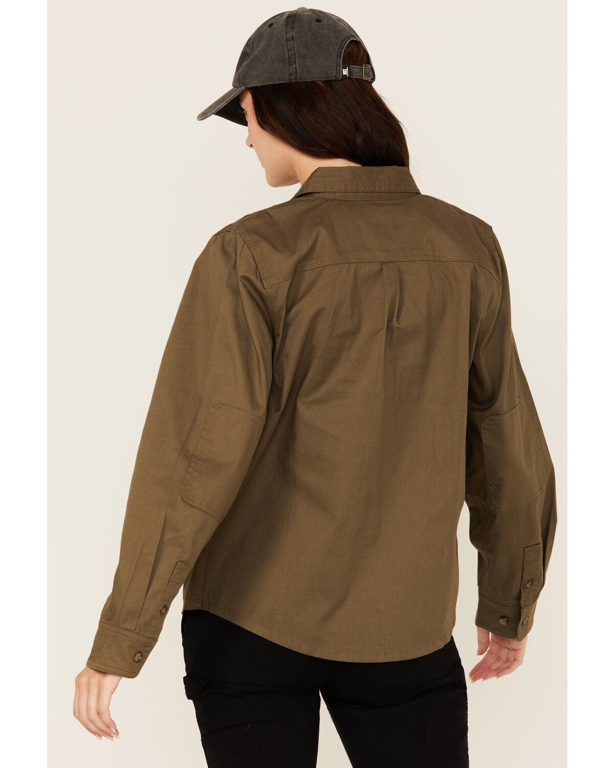 Image #4 - Lucky Brand Workwear Women's Solid Twill Long Sleeve Button-Down Stretch Work Shirt, Olive, hi-res