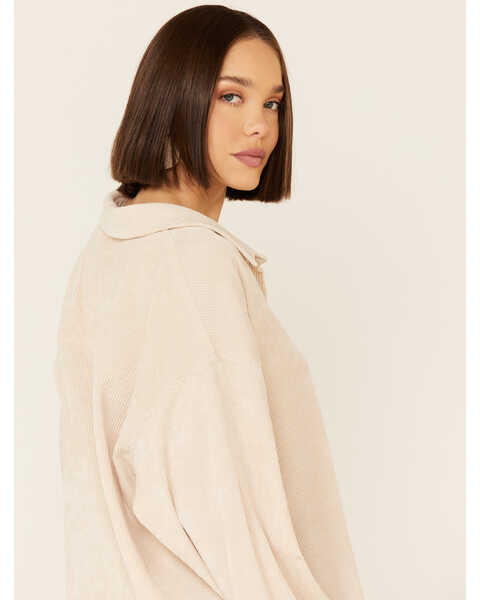 Image #5 - Wishlist Women's Solid Corduroy Oversized Long Sleeve Button-Down Shirt , Sand, hi-res