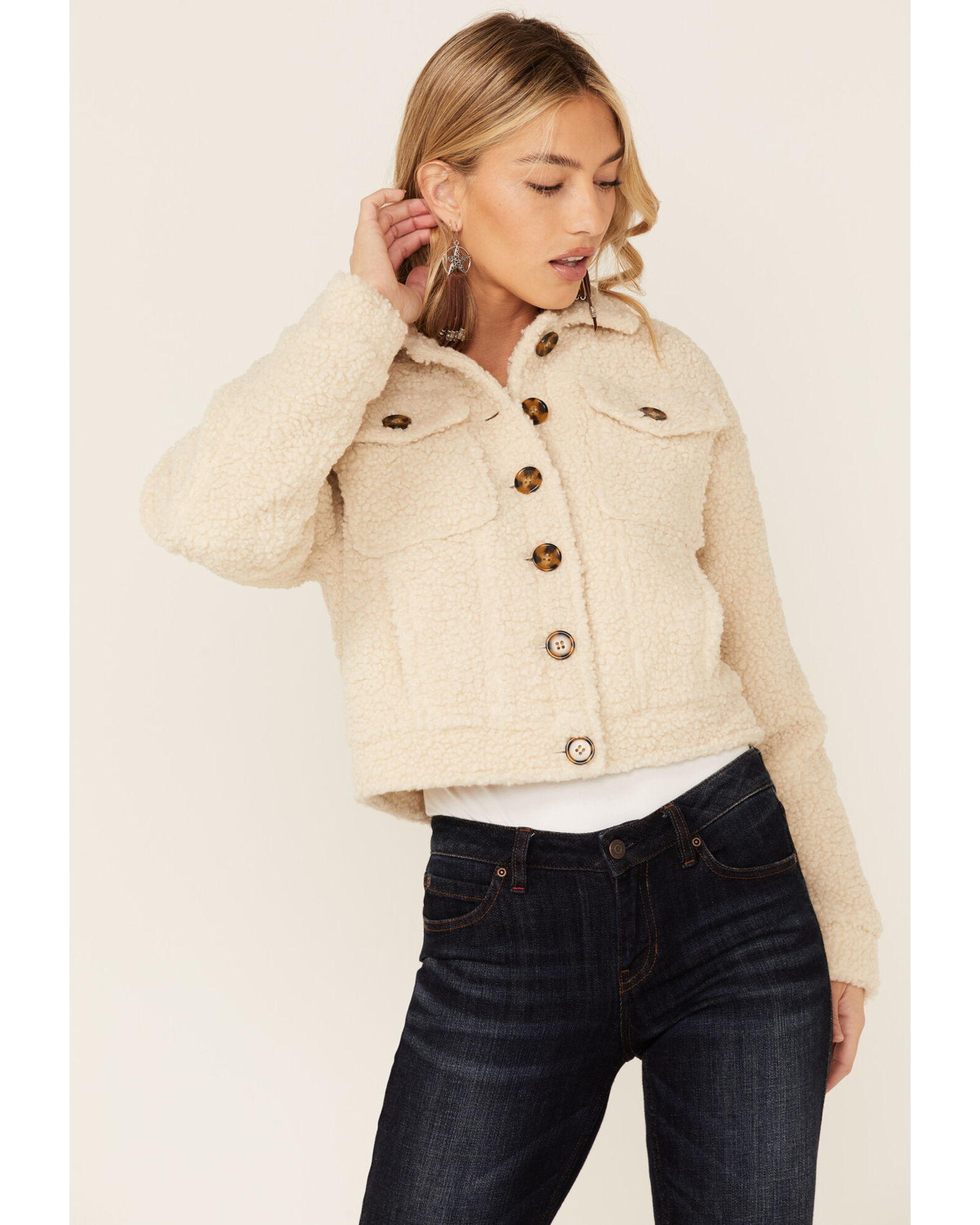Button up outlet sherpa jacket