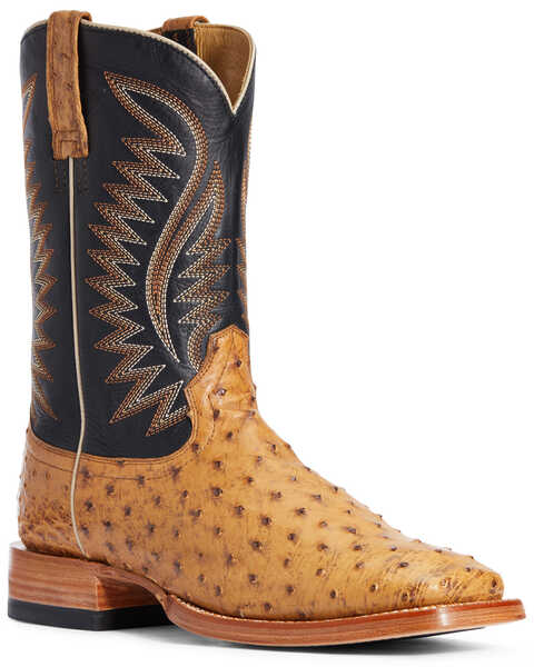 Ariat Men's Gallup Ostrich Western Boots - Wide Square Toe, Cognac, hi-res