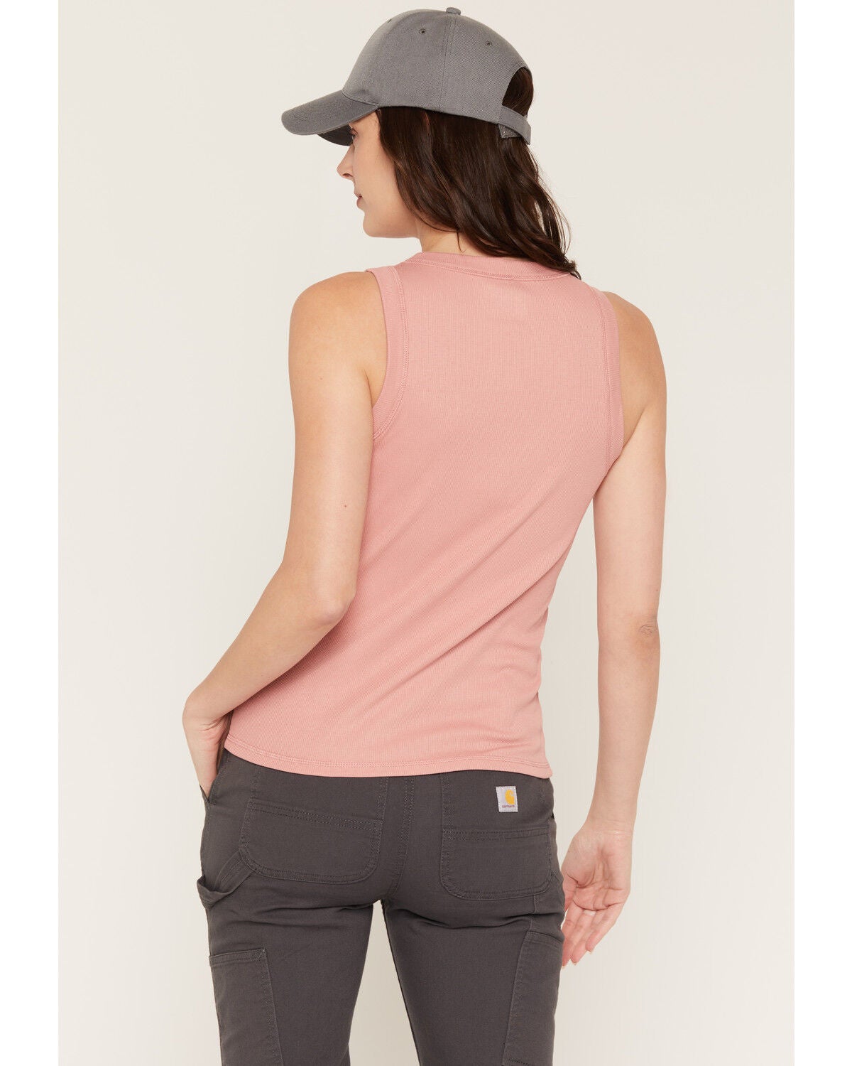 Image #4 - Carhartt Women's Tencel Series Solid Fitted Ribbed Work Tank Top, Rose, hi-res