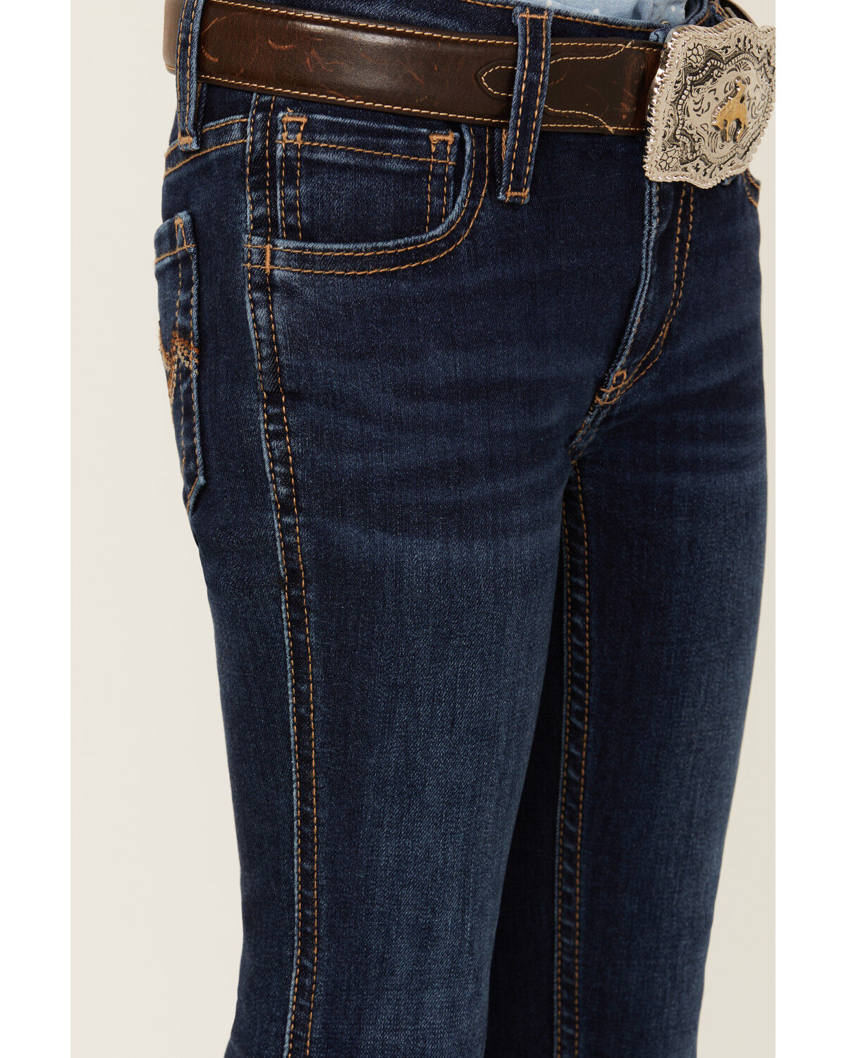 Image #2 - Shyanne Little Girls' Dark Wash Stretch Bootcut Riding Jeans, Dark Wash, hi-res
