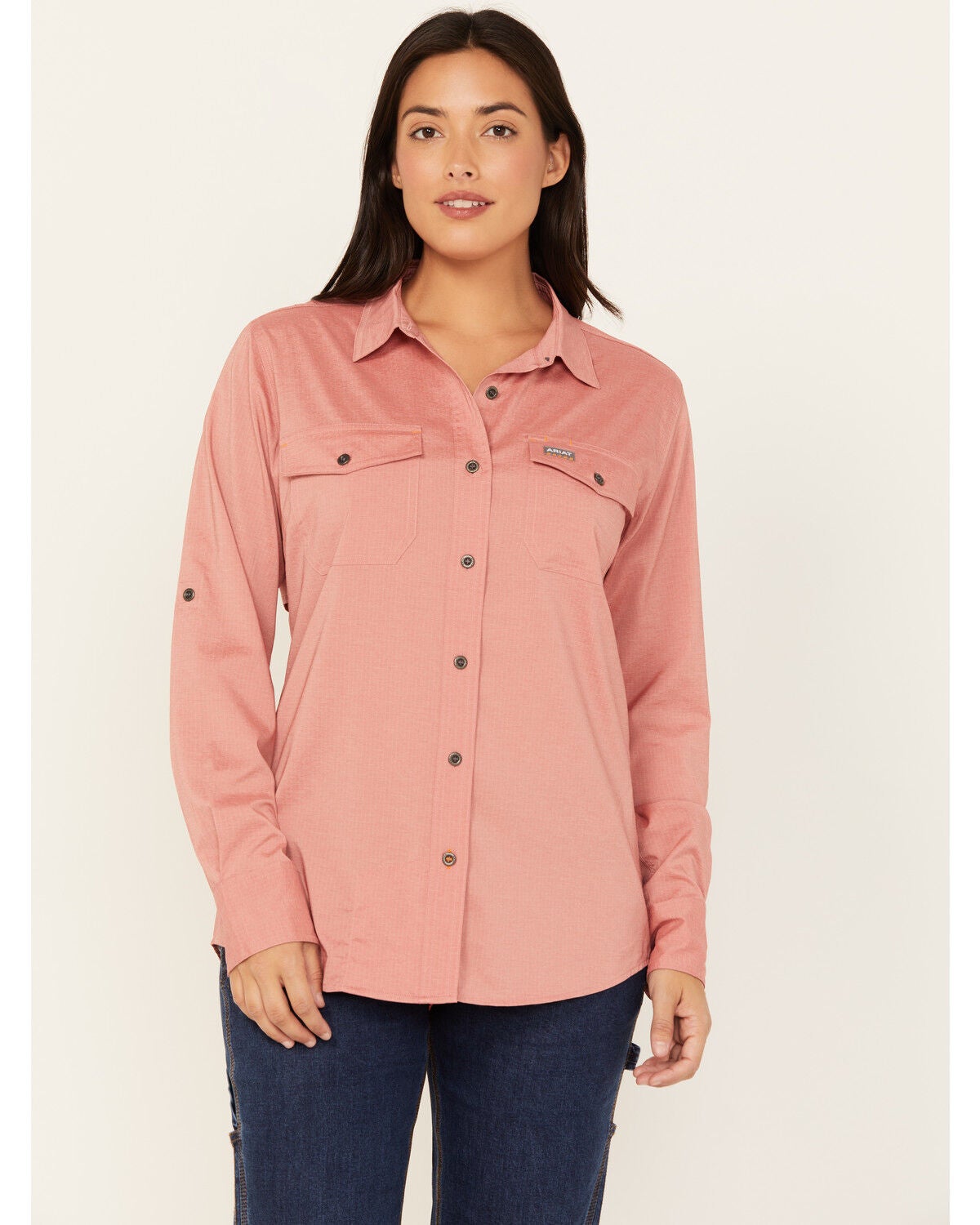 Ariat Women's Rebar Made Tough VentTEK DuraStretch Work Shirt, Red, hi-res
