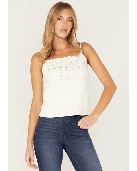 Idyllwind Women's Studded Faux Suede Date Night Top, Ivory, hi-res