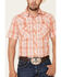 Wrangler Men's Orange Small Plaid Fashion Snap Short Sleeve Western Shirt , Orange, hi-res
