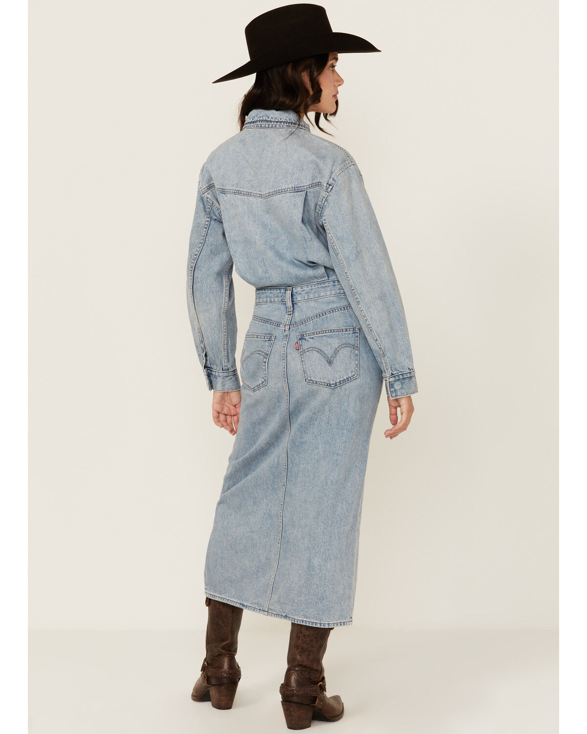 Image #4 - Levi's Premium Women's Light Wash Western Denim Midi Dress, Light Wash, hi-res
