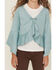 Image #3 - Shyanne Girls' Wrap Bolero Faux Suede Tie-Front Top, Aqua, hi-res