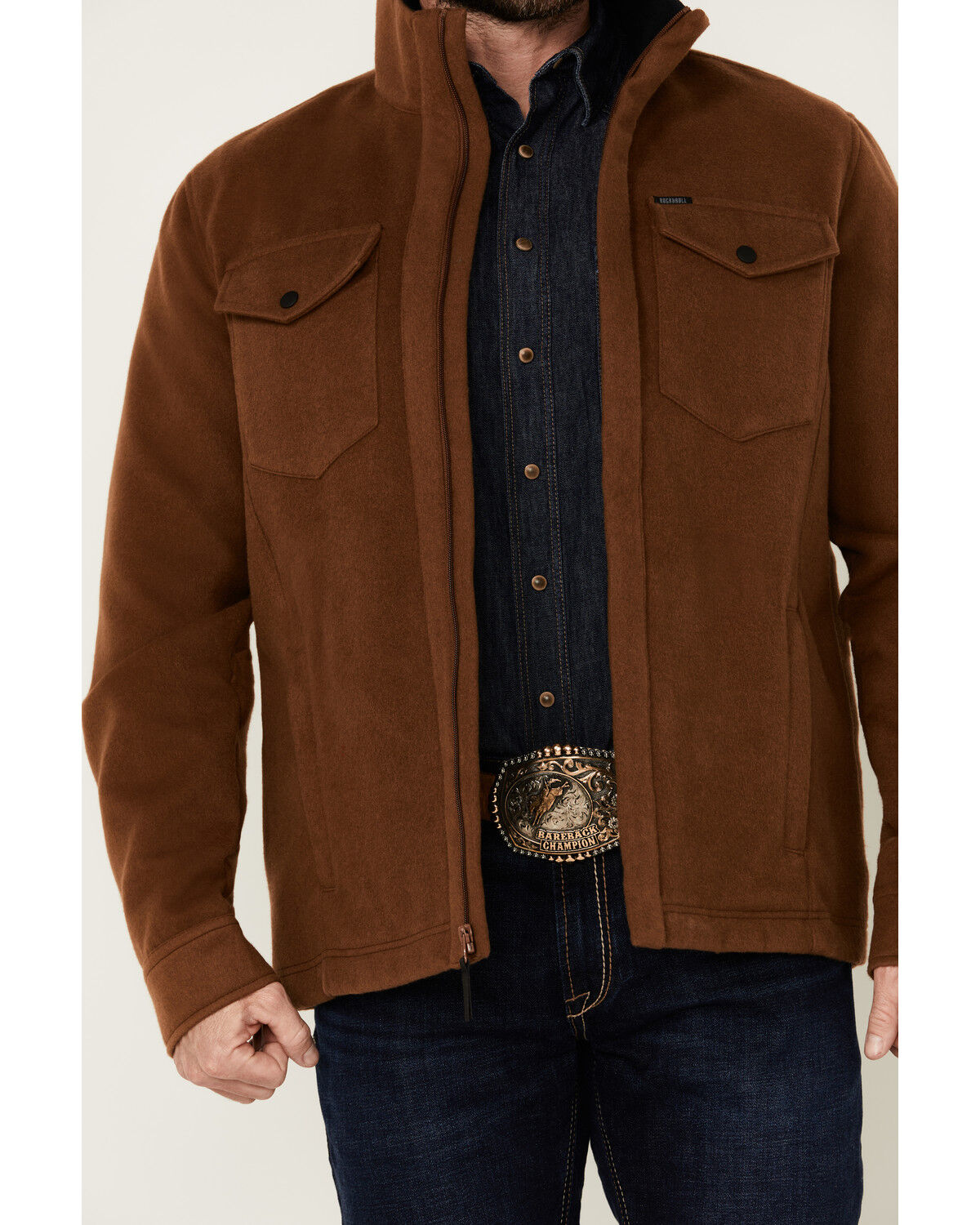 Rock & Roll Denim Men's Solid Twill Zip-Up Jacket - Country