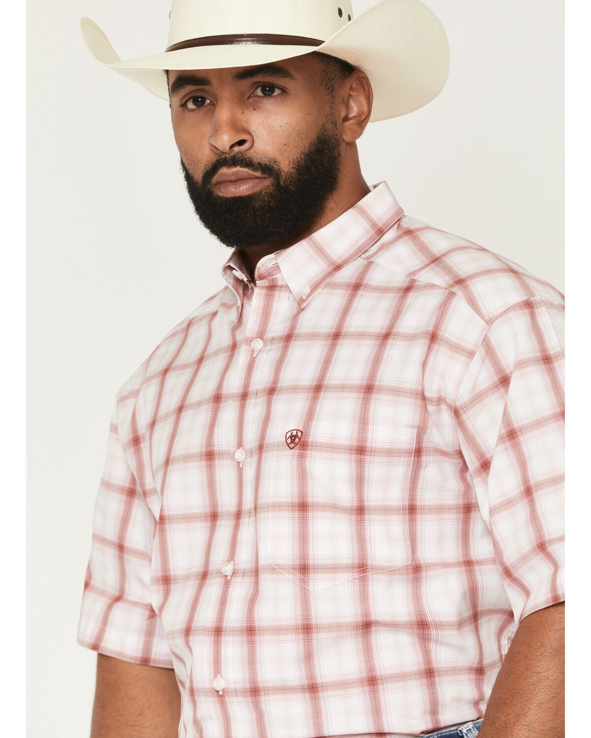 Image #2 - Ariat Men's Pro Series Tilly Plaid Print Short Sleeve Button-Down Western Shirt, Pink, hi-res