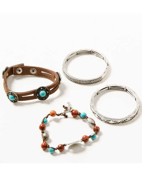 Shyanne Women's Canyon Sunset Turquoise Bangle Bracelet 4-Piece Set, Silver, hi-res