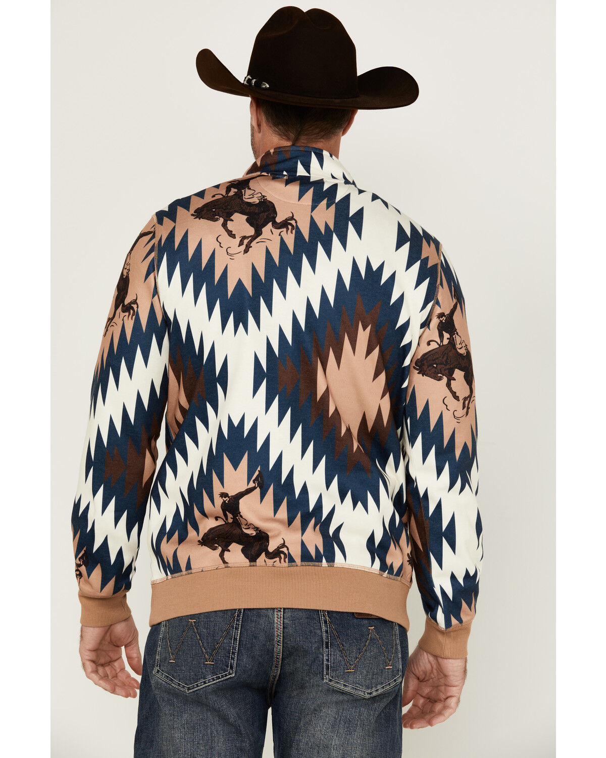 Image #4 - RANK 45® Men's Southwestern Print 1/4 Zip-Up Pullover, Tan, hi-res