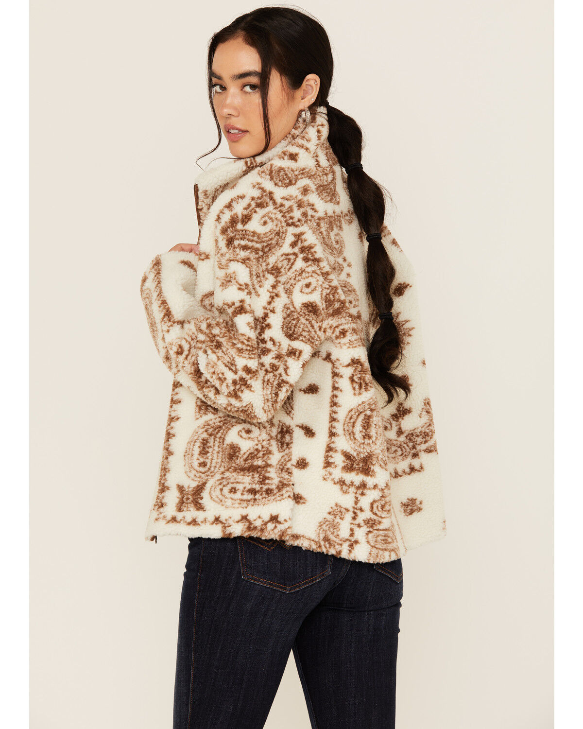 Image #5 - Idyllwind Women's Casey Reversible Faux Suede and Sherpa Zip-Up Jacket, Ivory, hi-res