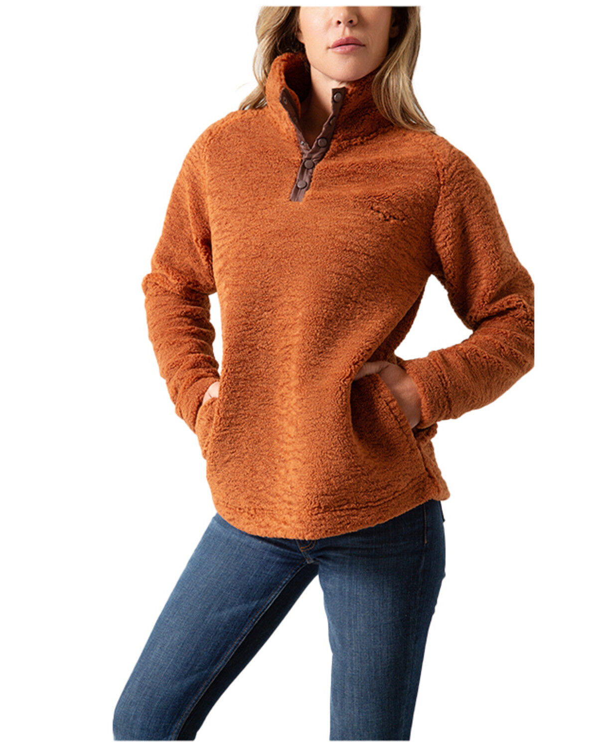 Image #1 - Kimes Ranch Women's Fozzie Sherpa Pullover, Rust Copper, hi-res