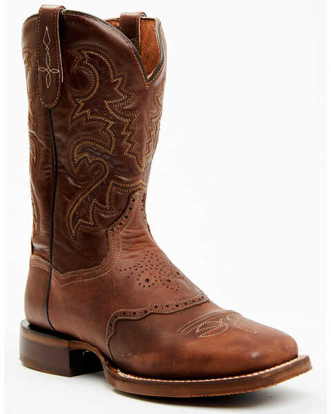 Dan Post Men's Embroidered Western Performance Boots - Broad Square Toe , Medium Brown, hi-res