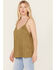 Image #2 - Vocal Women's Studded Faux Suede Cami Top, Olive, hi-res