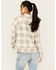 Image #4 - Cleo + Wolf Women's Anthony Heathered Knit Long Sleeve Cropped Shacket, Bark, hi-res