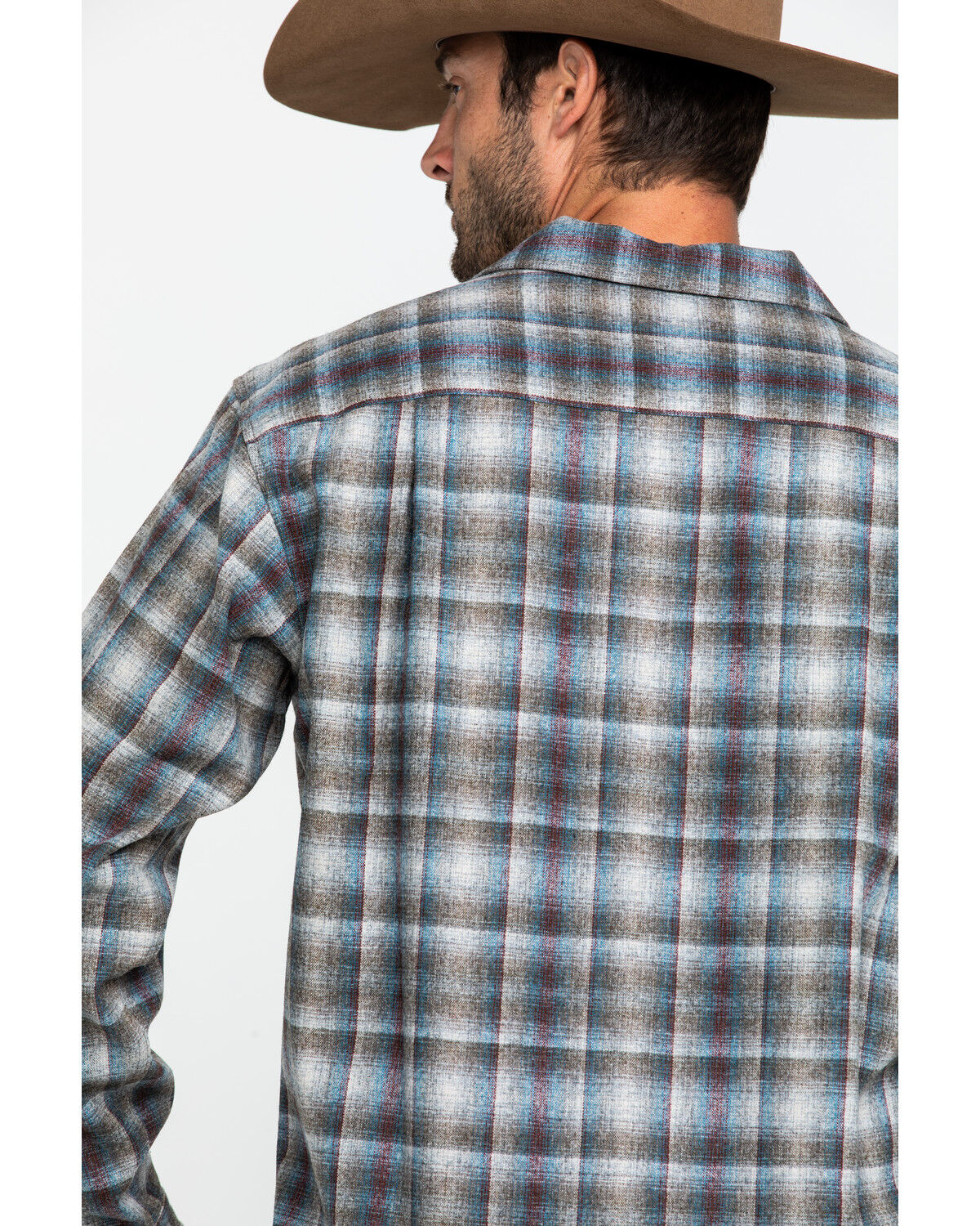 Image #5 - Pendleton Men's Gray Board Oxford Plaid Long Sleeve Western Shirt, Grey, hi-res