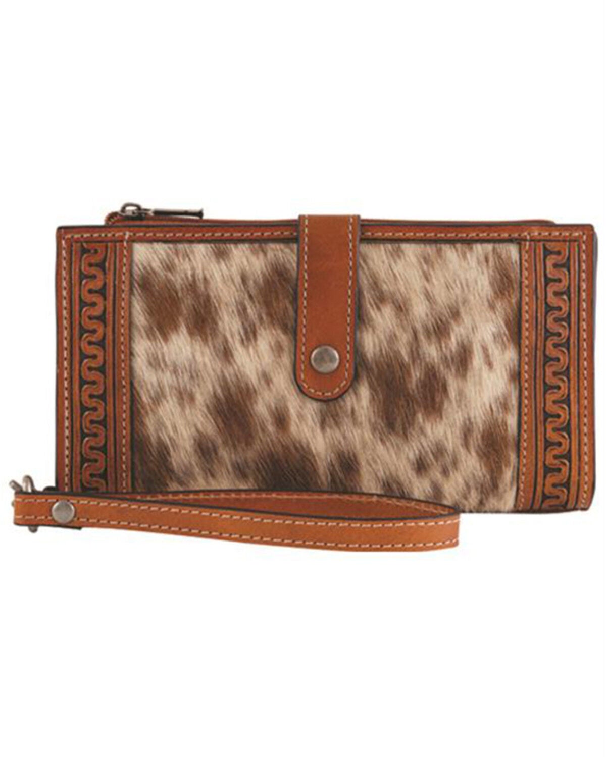 Justin Women's Serpentine Hairon Wristlet Wallet, Brown