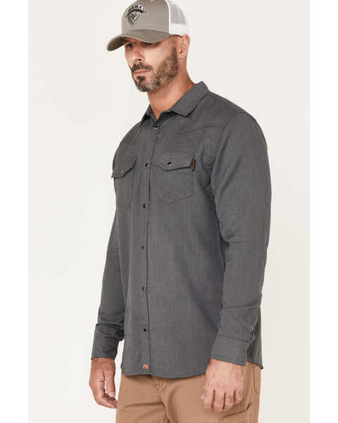 Image #2 - Cody James Men's FR Solid Lightweight Inherent Long Sleeve Snap Work Shirt , Charcoal, hi-res