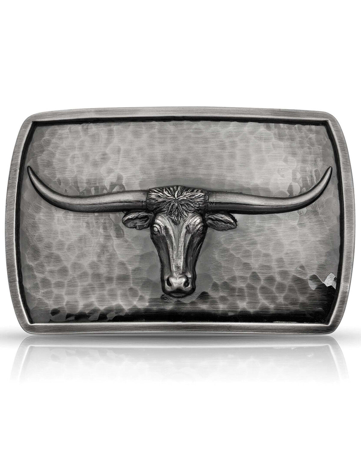 Image #1 - Montana Silversmiths Men's River Rock Cascade Longhorn Buckle, Silver, hi-res
