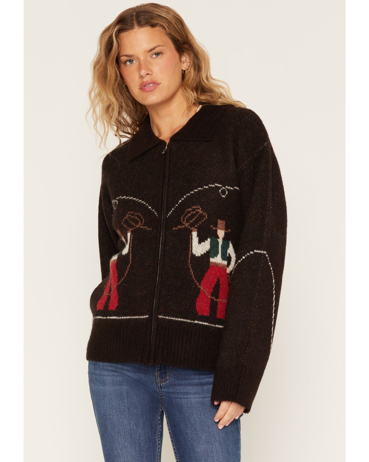 Image #1 - By Together Women's Cowboy Sweater, Brown, hi-res