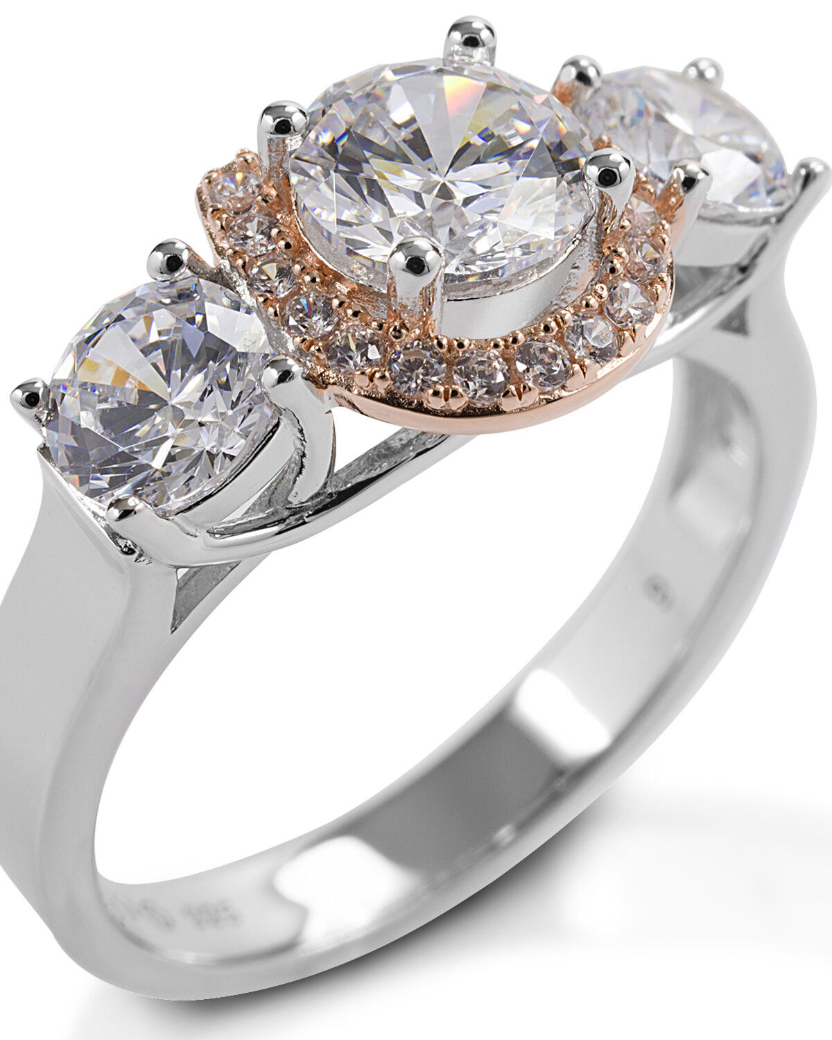 Image #1 - Kelly Herd Women's Large Three Stone Rose 14K Gold Horseshoe Ring, Silver, hi-res