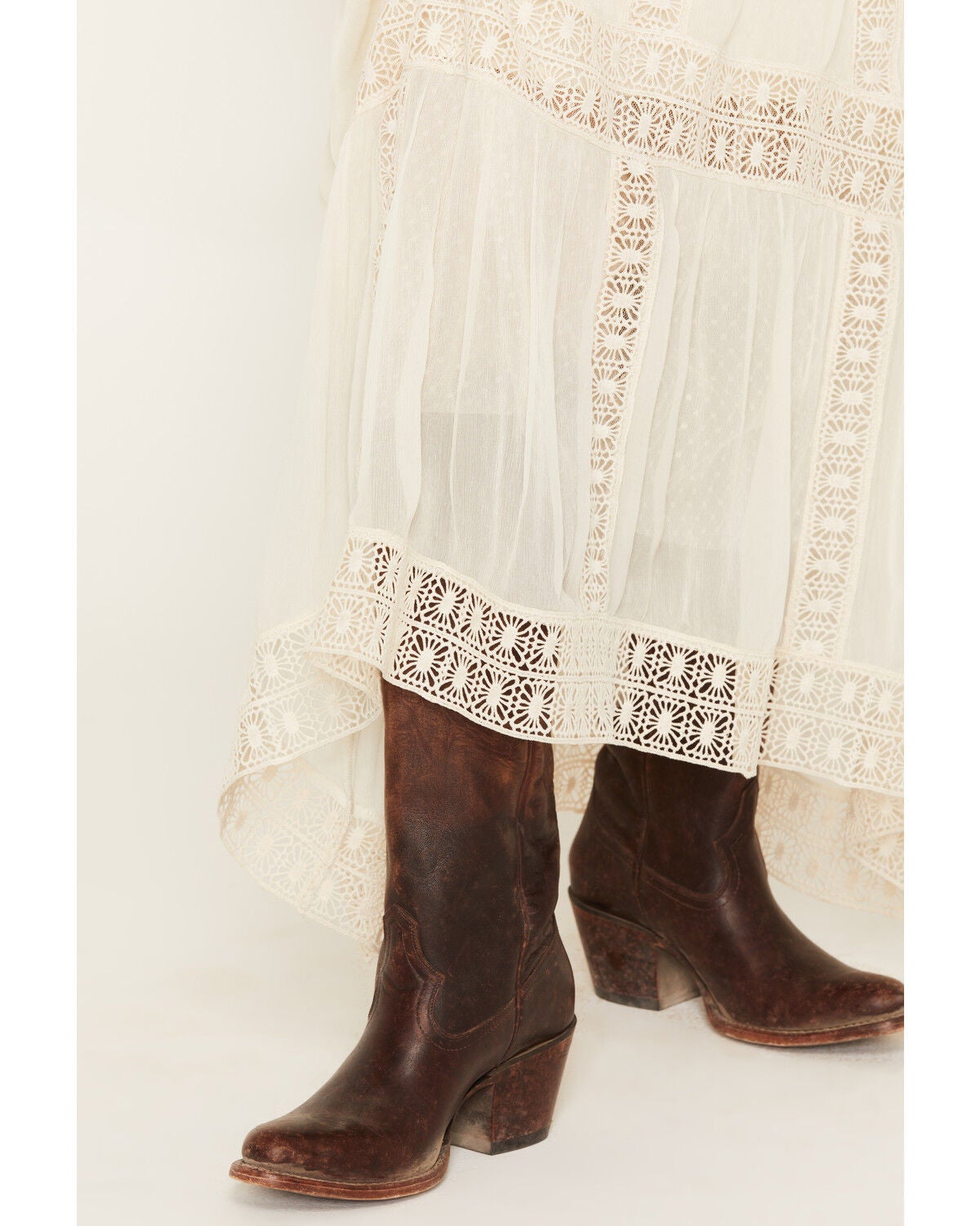 Image #4 - Shyanne Women's Lace Trim Midi Skirt, Cream, hi-res