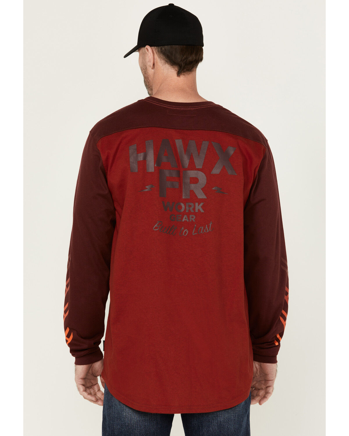 Image #4 - Hawx Men's FR Color Block Long Sleeve Graphic Work T-Shirt, Red, hi-res