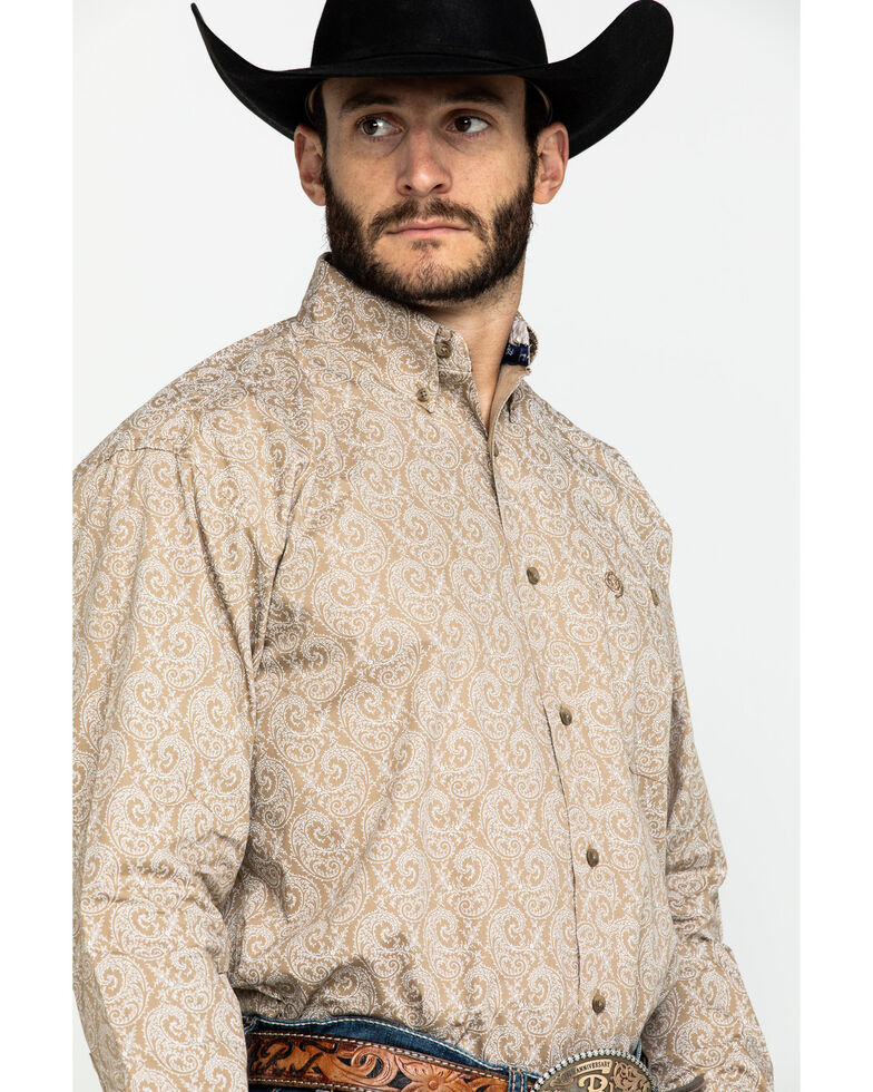 George Strait By Wrangler Men S Tan Large Paisley Print Long