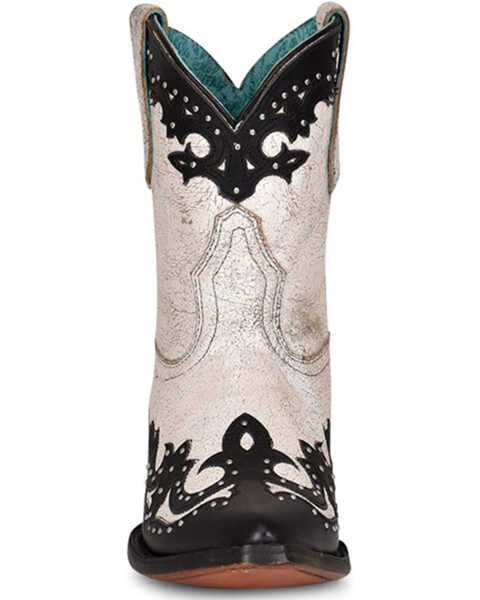 Image #3 - Corral Women's Black Overlay & Studs Western Boots - Pointed Toe, Black/white, hi-res