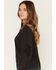Image #2 - Lovestitch Women's Floral Embroidered Long Sleeve Button-Down Western Shirt, Black, hi-res