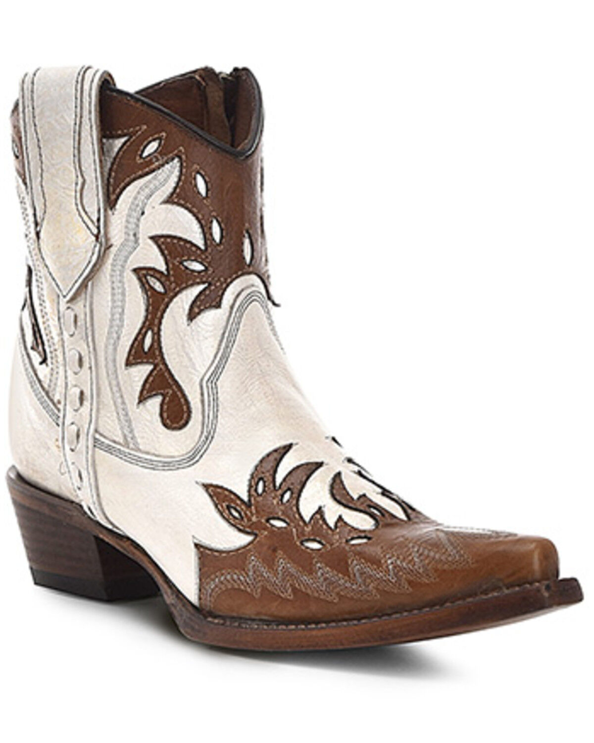 Image #1 - Circle G Women's Outlay Western Booties - Snip Toe, White, hi-res