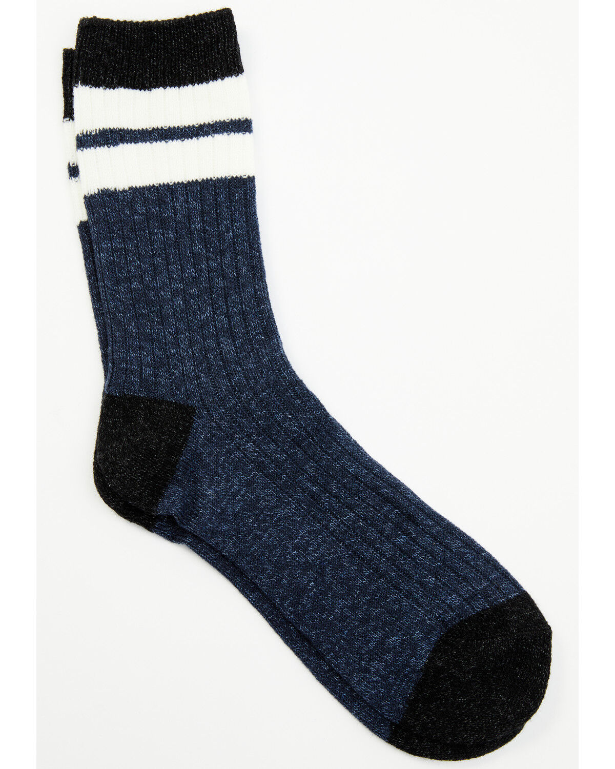 Image #1 - Brother's and Sons Men's Blue Rugby Stripe Crew Socks, Steel Blue, hi-res