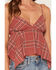 Image #3 - Cleo + Wolf Women's Plaid Print Hanky Hem Sleeveless Cami, Rose, hi-res