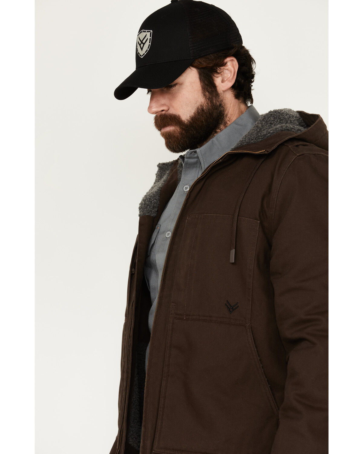 Image #2 - Hawx Men's Castile Weather Duck Hooded Work Jacket, Brown, hi-res