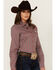 Image #2 - Cinch Women's Printed Long Sleeve Snap Western Shirt, Red, hi-res