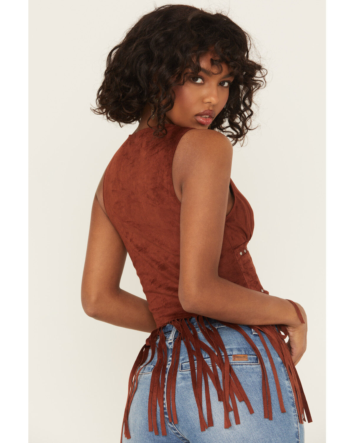 Image #4 - Rock & Roll Denim Women's Studded Sleeveless Corset, Rust Copper, hi-res