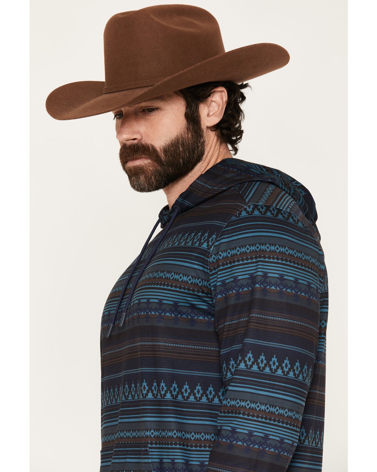 Image #2 - RANK 45&reg; Men's Stone Mesa Southwestern Striped Tech Hooded Long Sleeve Shirt, Navy, hi-res