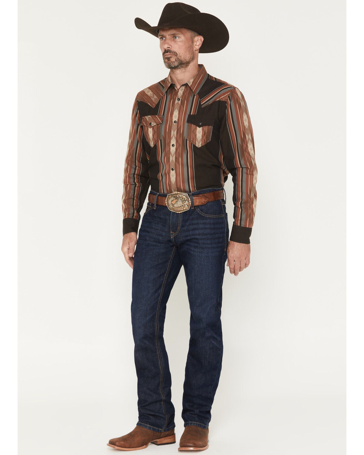 Image #1 - Cinch Men's Ian Dark Wash Slim Bootcut Rigid Denim Jeans, Indigo, hi-res