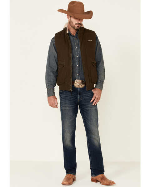 Image #2 - Powder River Outfitters Men's Concealed Carry Olive Brushed Canvas Storm Flap Vest , Olive, hi-res