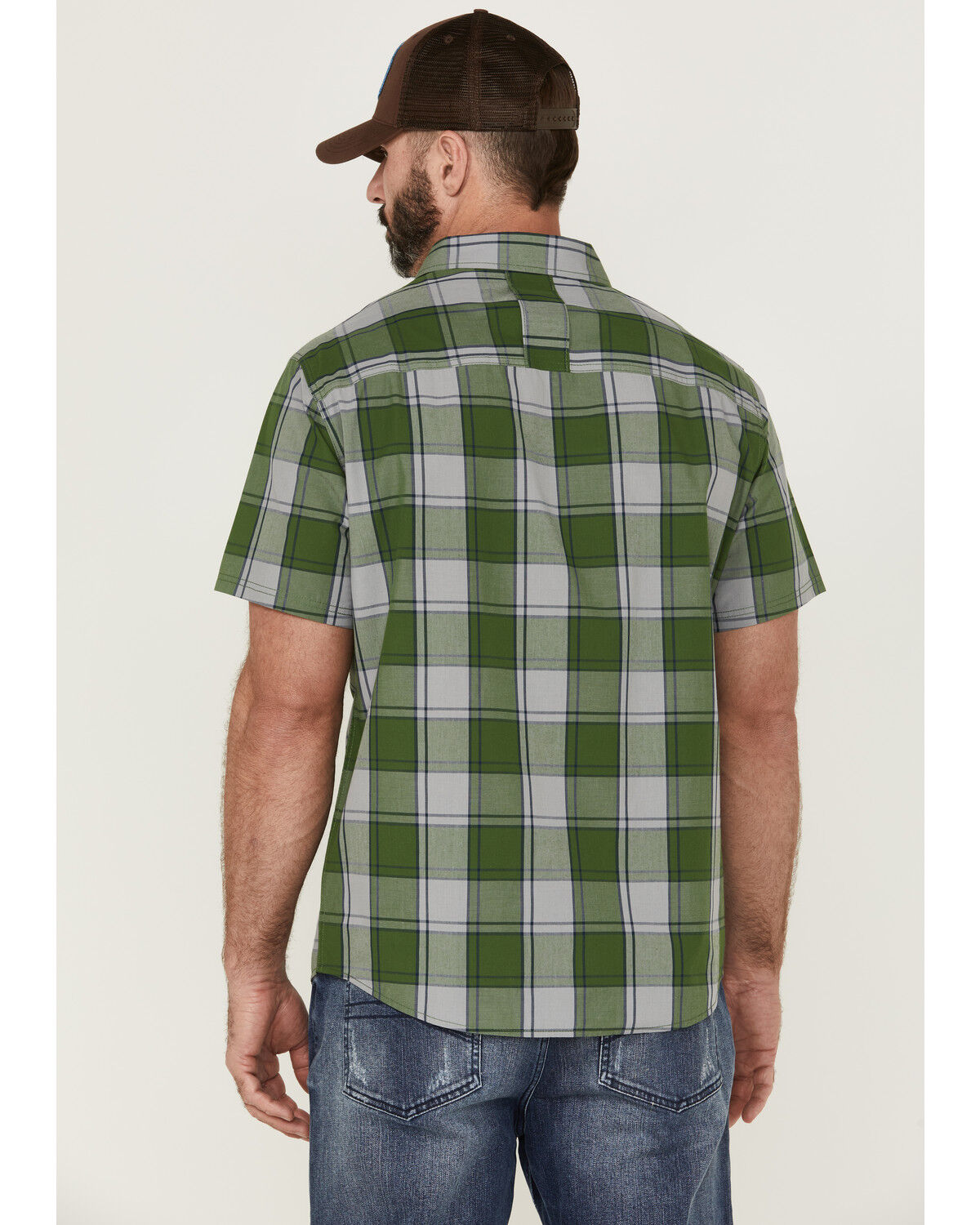 Image #4 - Brothers and Sons Men's Performance Large Plaid Short Sleeve Button-Down Western Shirt, Kelly Green, hi-res