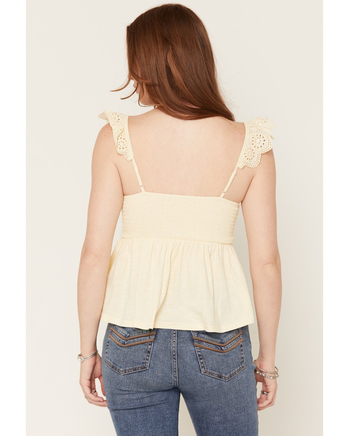 Image #4 - Cleo + Wolf Women's Solid Flutter Sleeve Shirt, Yellow, hi-res