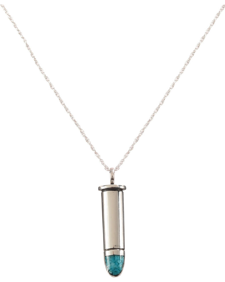 Silver Legends Women's 38 Special Bullet Necklace 18" , Turquoise, hi-res