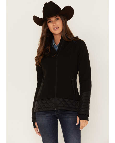 Image #1 - RANK 45® Women's Seliana Hooded Hybrid Softshell Jacket, Black, hi-res