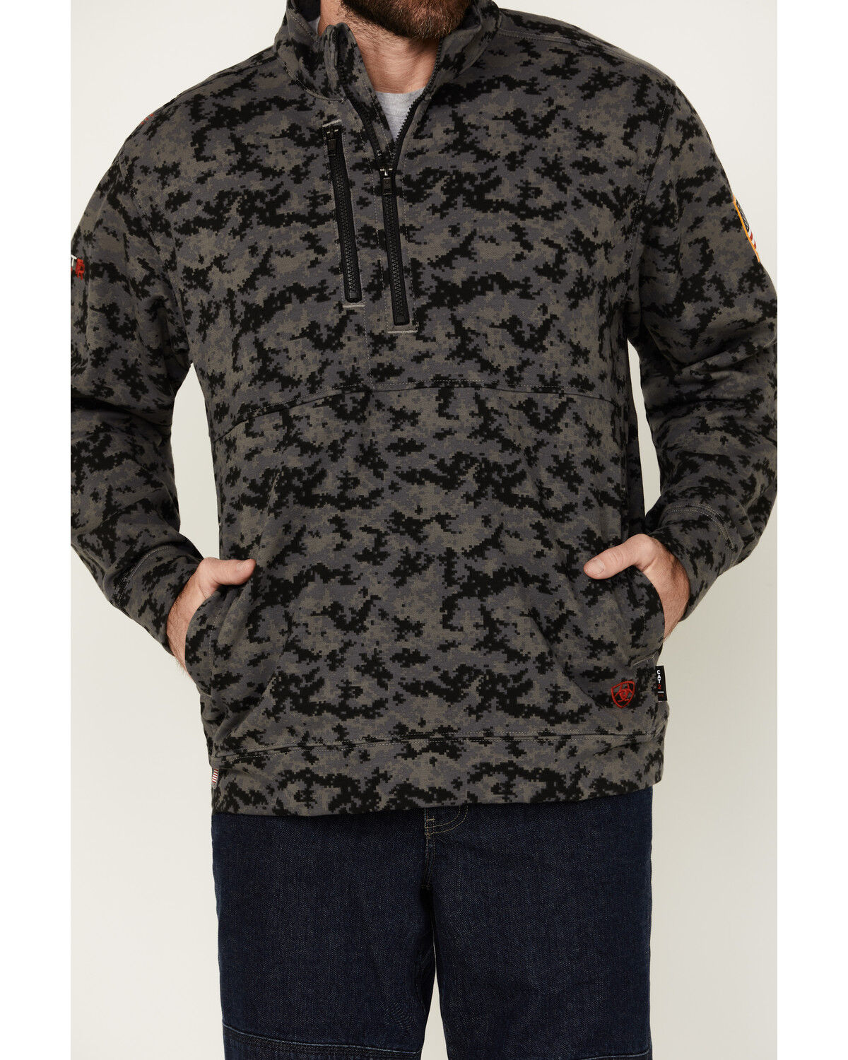 Image #3 - Ariat Men's FR Durastrech Fleece Camo Print 1/2 Zip-Up Pullover, Multi, hi-res