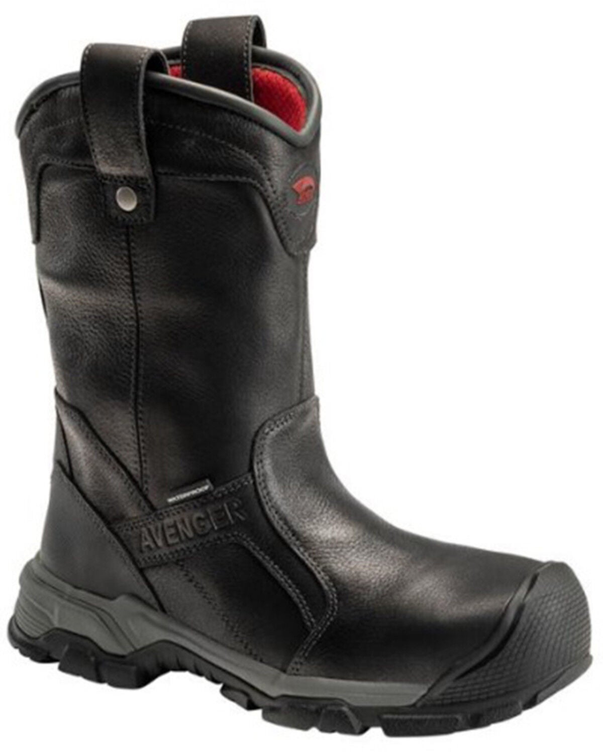 Avenger Men's Ripsaw Wellington WP Work Boot - Alloy Toe, Black, hi-res